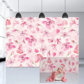 

Mehofond Pink Flower Backdrop Painted Dreamy Floral Girl Birthday Newborn Portrait Photography Background Photo Studio Photocall