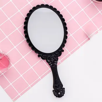 

Creative Vintage Pattern Handle Makeup Mirror Oval Round Cosmetic Mirrors Beauty Women Girls Make Up Mirror Tool