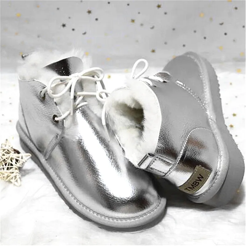 Новое поступление года; женские зимние ботинки из натуральной овечьей кожи серебристого цвета теплые ботинки из натуральной овечьей кожи ботинки высокого качества
