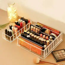 

Transparent Makeup Storage Box Acrylic Lipstick Eye Shadow Display Stand Holder Bathroom Skincare Organizer Desk Cosmetic Shelf