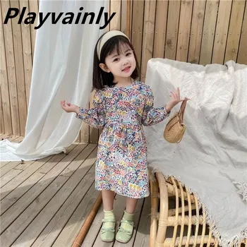 

Wholesale Autumn Girl Dresses Korean Style Round Collar Floral Cotton Long Sleeve Princess Dress for Girls Kid Clothes E68022