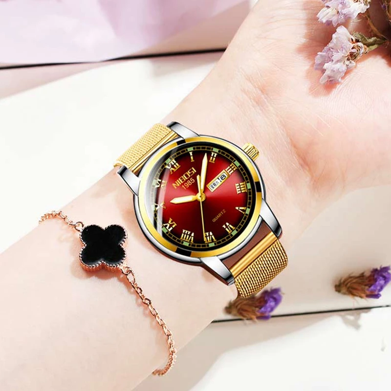 Золотые женские часы NIBOSI креативные стальные браслет Montre Femme|Женские