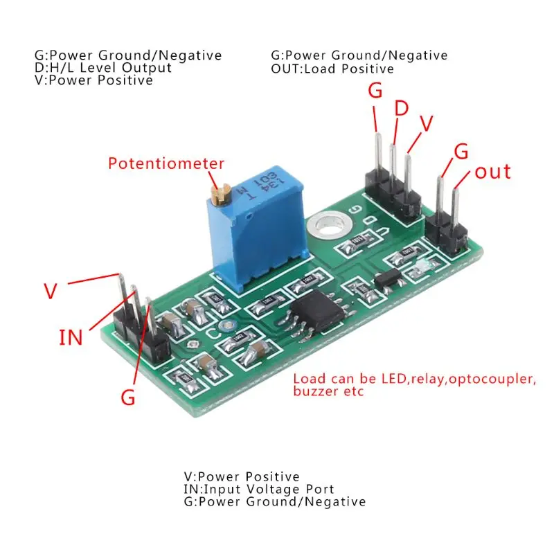 LM393Chip Компаратор напряжения модуль сигнала Регулируемый двухпозиционный уровень двойной выход