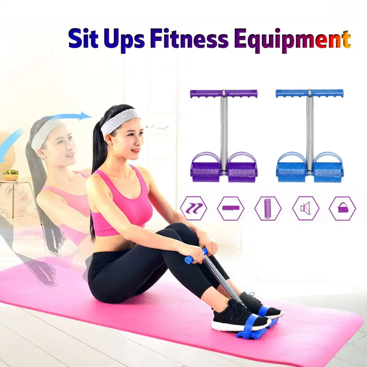 

Women Men Sit Up Pull Ropes Yoga Fitness Equipment Resistance Bands Crunches Abdominal Exercise Sports Pull Spring Rope
