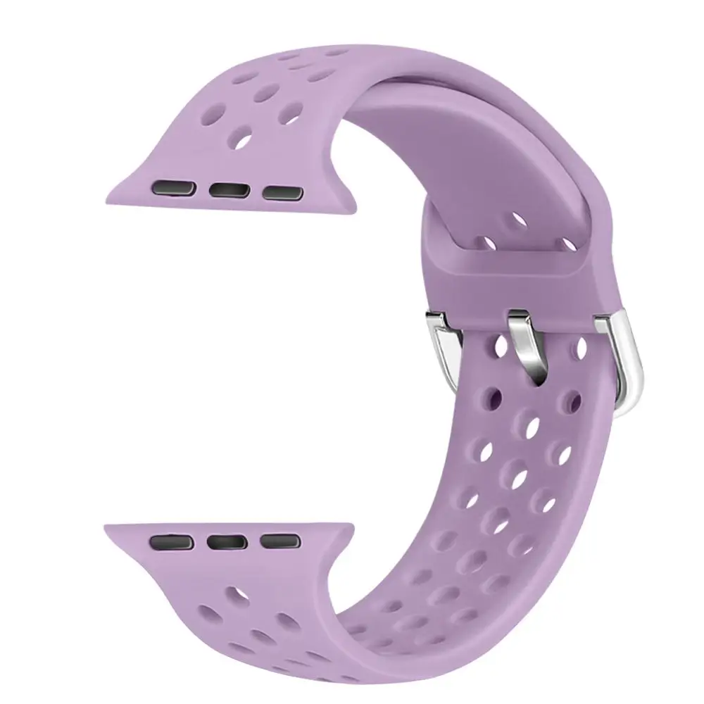 purple 1 Ремешок для Apple Watch 38 мм 42 мм iWatch 4 ремешок 44 мм 40 мм спортивный силиконовый ремень браслет correa Apple watch 5 4 3 2 аксессуары - Цвет ремешка: purple 1