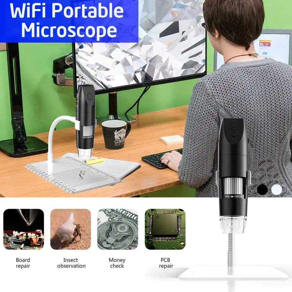 Microscopio Digital 1000x WiFi inskam316 portátil HD 1080P USB microscopio cámara con soporte de tu