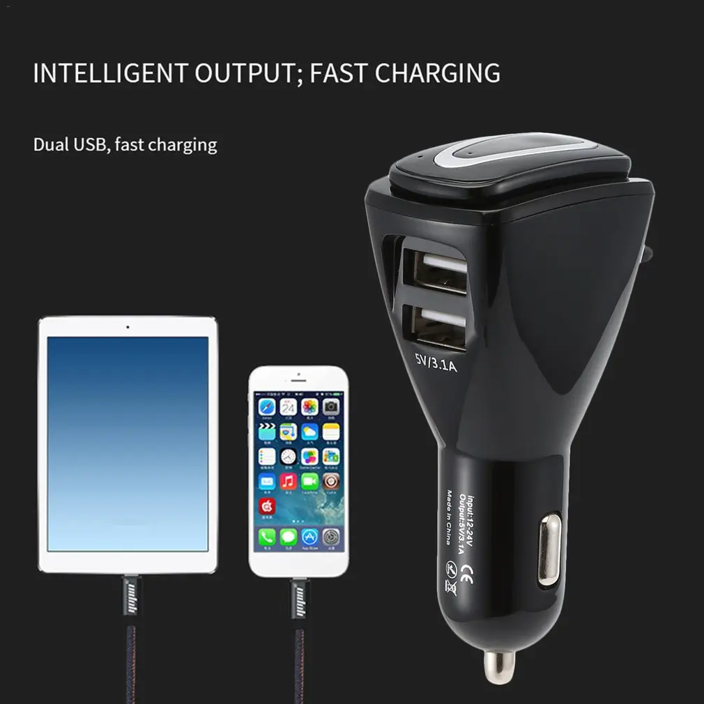 2-In-1 Multi-Function Wireless Headset Single-Head Car Charger Usb Car Charger Led Indicator With Microphone Port