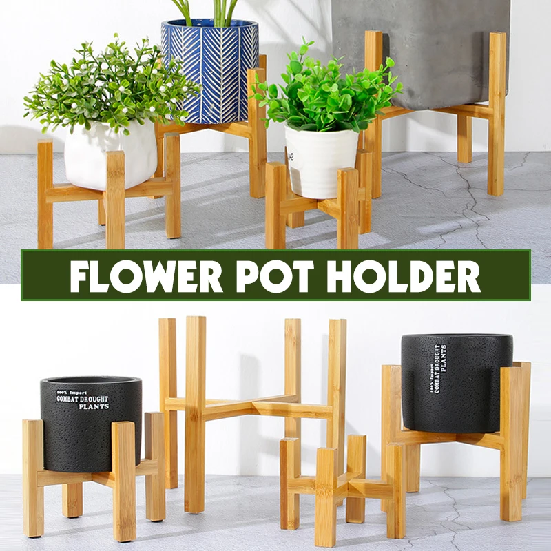 

Durable Wood Planter Pot Trays Flower Pot Rack Strong Free Standing Bonsai Holder Home Garden Indoor Display Plant Stand Shelf