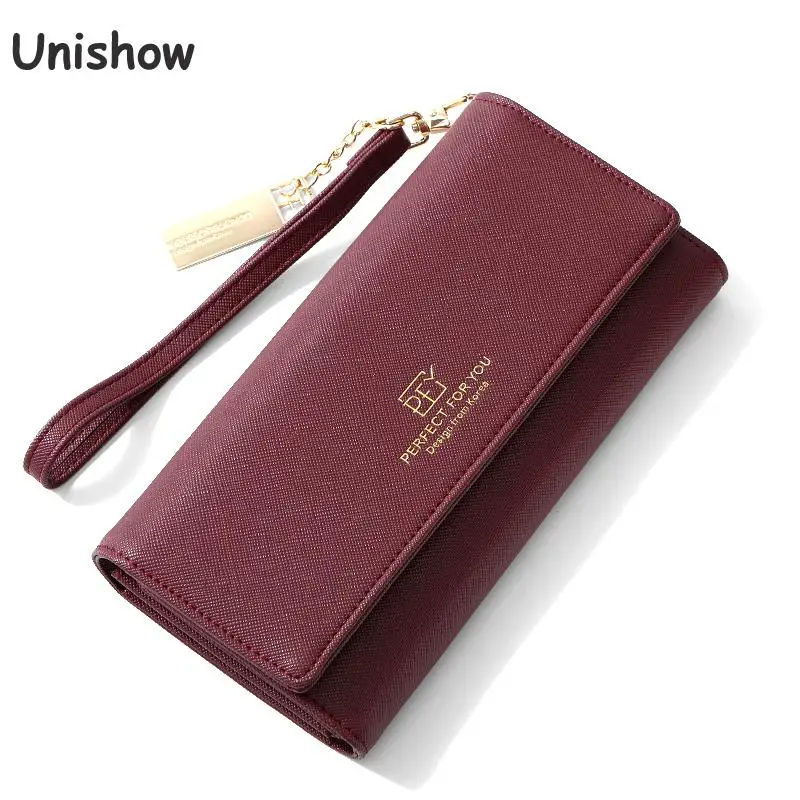 

Unishow Wristlet Women Wallet Long Clasp Women Phone Clutch Purse High Quality Pu Leather Female Wallet Big Capacity Women Purse