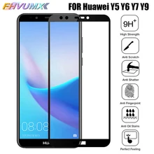 Закаленное стекло для huawei Y5 Y6 Y7 Prime Y7S Полноэкранный протектор для huawei Y6 Y7 Pro Y9 Prime Защитная стеклянная пленка