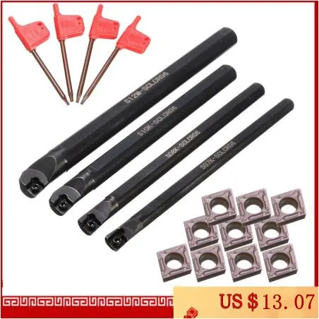 

4 Set Of 7/8/10/12Mm Sclcr Lathe Boring Bar Turning Tool Holder+10Pcs Ccmt 0602 Carbide Insert Blades for Lathe Turning Machine