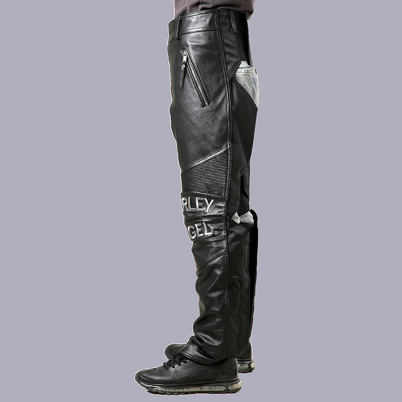 70% OFF 97121 genuine cow leather motorcycle rider pants vintage stylish cowhide adjustable leather trousers