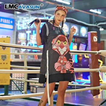 

LMCAVASUN 2020 Summer Short sleeve T-shirt Women Fashion Cartoon Print T shirt O-Neck Tops Loose Tees Streetwear