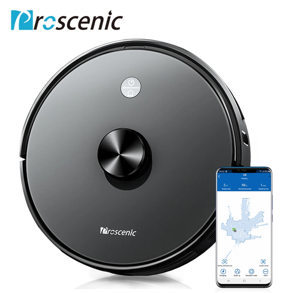 

Proscenic U6 Robot Vacuum Cleaner with Laser Navigation APP Alexa Voice Control 2600Pa 5200mAh Dust Cleaner Mopping Function