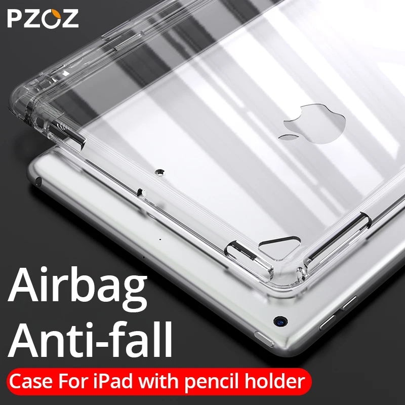 

PZOZ Case with Pencil Holder For iPad 9.7 Pro 10.5 11 Case 2018 2017 Ultra-Thin Soft TPU Silicone Transparent With Pencil Case