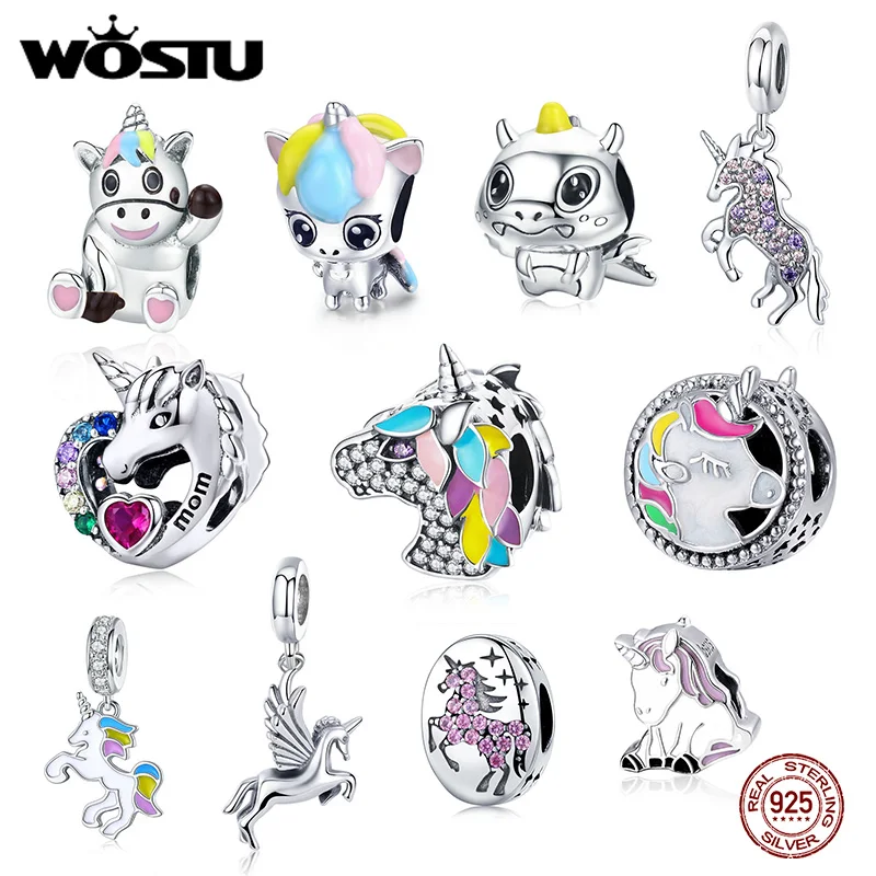 Ожерелье и подвеска WOSTU из 100% стерлингового серебра 925 пробы с единорогом