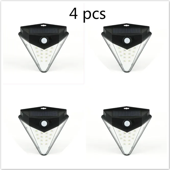 Three side 4 pcs 32LED Солнечный настенный светильник оптическое зондирование водонепроницаемый трехстороннее освещение наружное солнечное освещение изгороди садовый настенный фонарь - Испускаемый цвет: Three side 4 pcs
