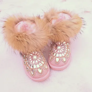 

2020 new winter women's European station high-end custom oversized fox fur short tube women's thick cotton snow boots