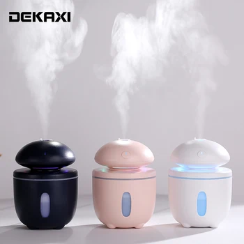 

DEKAXI 280ml Protection USB Aroma Diffuser Ultrasonic Air Humidifier Mushroom 7 Color LED Light 4 Hours Timer Safety For Office