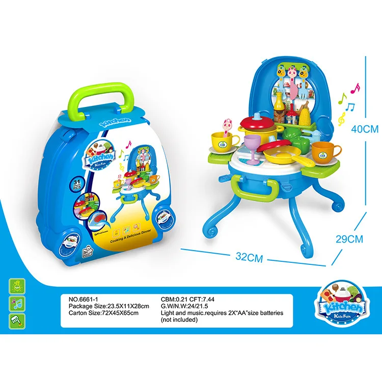 

Children'S Educational Play House Toys Slicer Multi-functional Music Light Cooking Kitchen Set