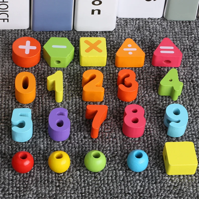

New Style Dinosaur Egg Wood with Numbers Traffic Young CHILDREN'S GIRL'S Play House DIY Handmade Wooden Bead Toy