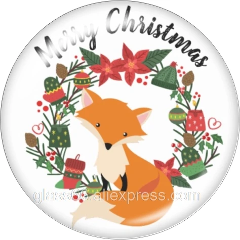 Animal FOX Christmas Round photo glass cabochon demo flat back Making findings 12mm/18mm/20mm/25mm/40mm TL6003 - Цвет: B6026