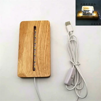 

Modern Wooden LED Night Lamp Solid Wood Base Home Crystal Projection USB Night Light Children Bedroom Lighting Gift Luminaires