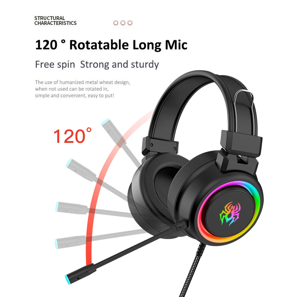 New V5 RGB Gaming headphones Colorful lighting e sports for computer with microphone Big earmuffs headphone wired headset bass