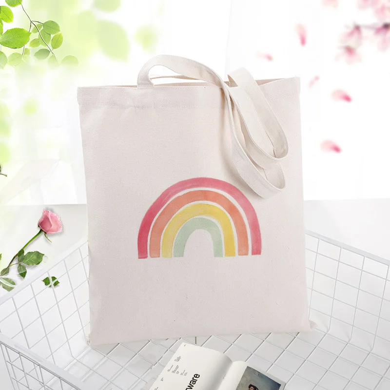 

Tote Bag Shopping Bag Text DIY illustration Canvas Handbag Daily Use Custom Print Logo Eco Reusable Recycle
