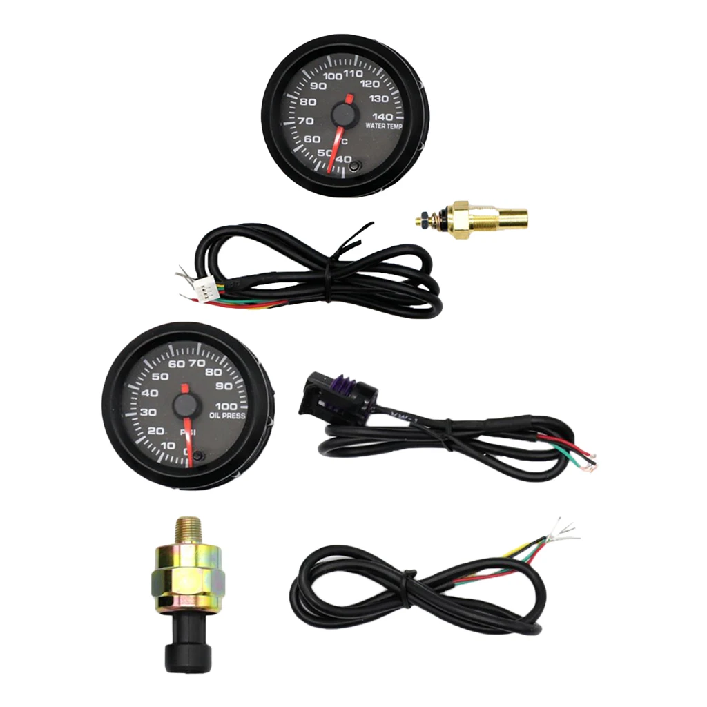 2inch Car Racing Modified Oil Pressure Gauge+Water Temperature Gauge W/ Sensor