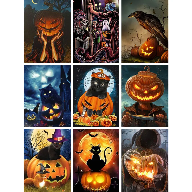 

5D DIY Diamond Painting Halloween Full Square Rhinestone Diamond Embroidery Cross Stitch Mosaic Cartoon Home Decor Gift