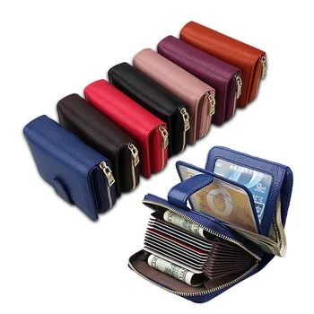 

Coin Purse Credit Card Holder High-capacity Metal Zipper Short Style Multi-function Small Wallet Women Vintage Cardholder Case
