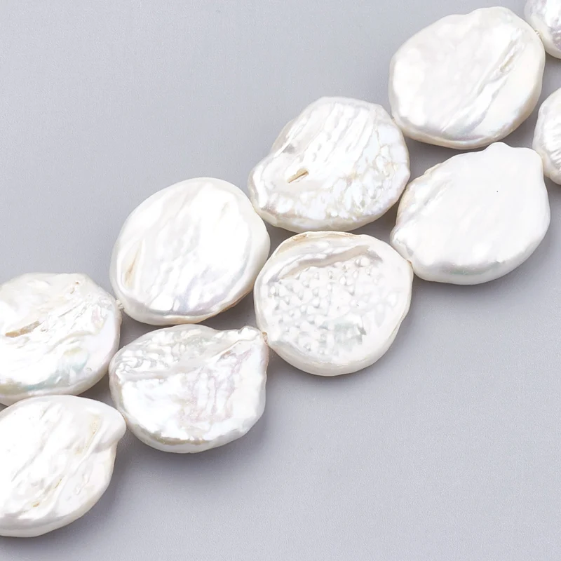 1 strang Natürliche Keshi Perle Perlen Flache Runde Muschel Farbe Süßwasser Perle perle Schmuck DIY Handwerk, Die Entdeckungen – Detail 2