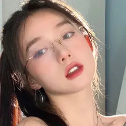 Seemfly Square Rimless Glasses Women Transparent Frame Jennie Same Men Optical Metal Frames Unisex Eyeglasses Retro Eyewear