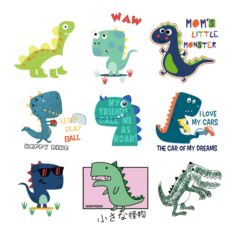 

Thermal Transfer Sticker Fabric Dinosaur Tyrannosaurus Badge On The Back Iron-On Clothing Patches Patches Appliques For Clothes