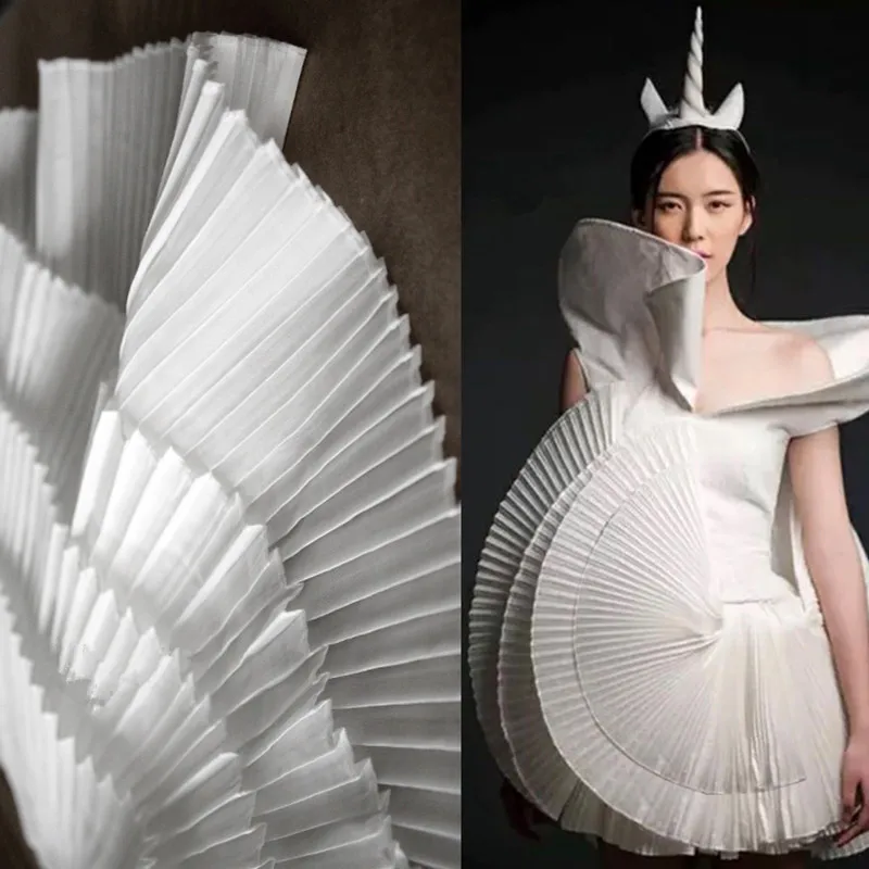 18,5 см X 90 см/шт. Объемная гофрированная объемная большая кружевная Однослойная гофрированная плиссированная волнистая ткань для платья