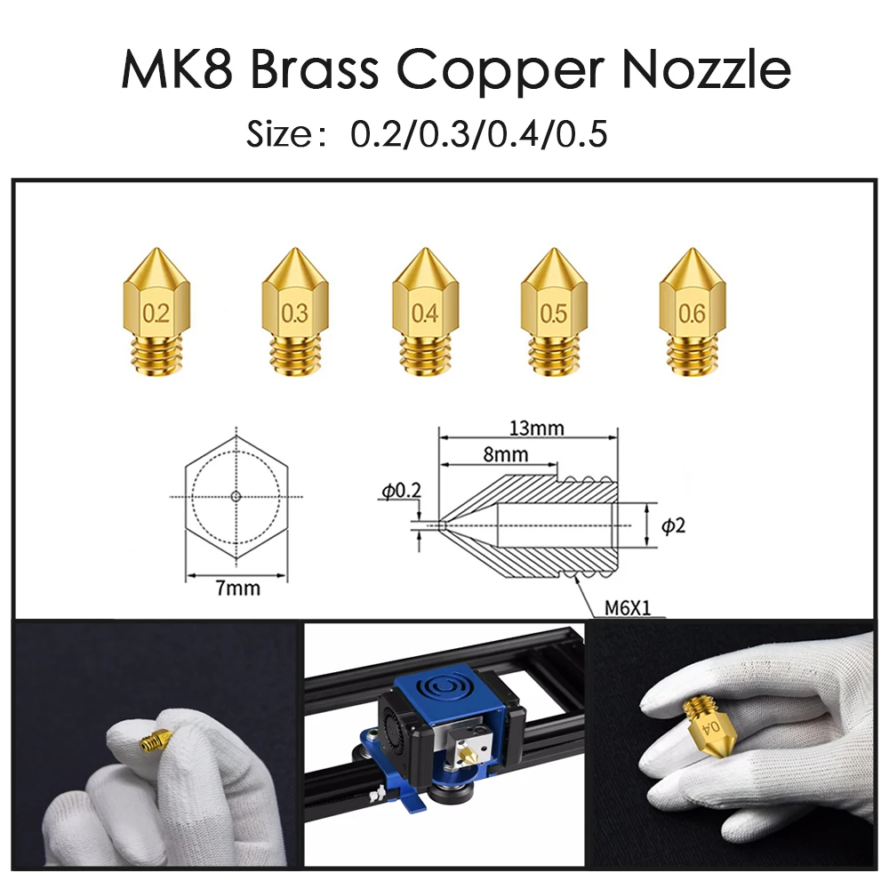 3D-принтеры сопла аксессуар MK8 0 4 мм для CR-10 Эндер 3 Anet A8 Creality CR-10S S4 S5 | Компьютеры и