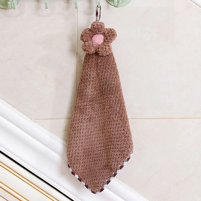Hangable; бархат кораллового цвета; впитывающее полотенце в цветочки уборка кухни, ванной Полотенца солнце полотенце в цветочки домашняя