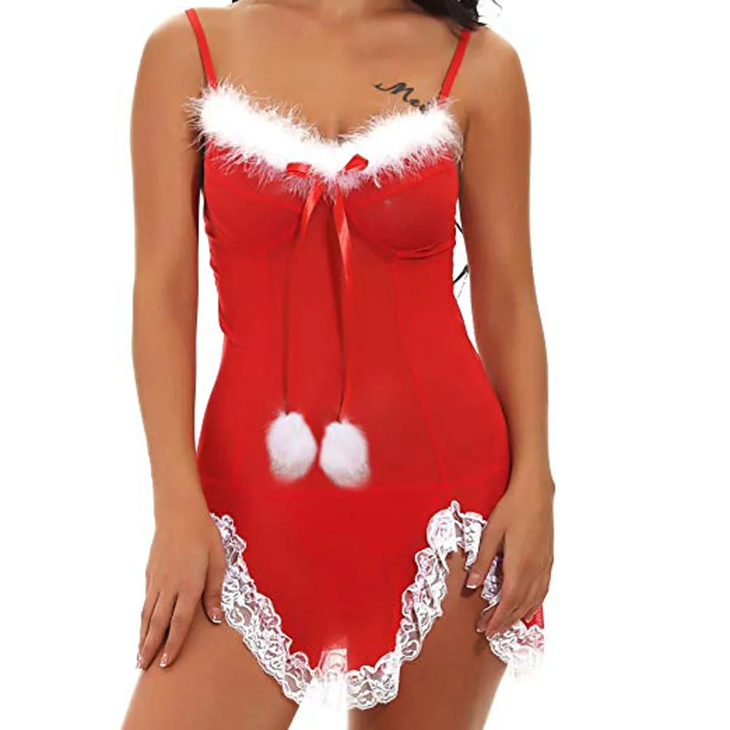 Рождественское Эротическое нижнее белье, женское сексуальное нижнее белье, платье размера плюс, сексуальное соблазнительное нижнее белье с открытой спиной - Цвет: Style 2