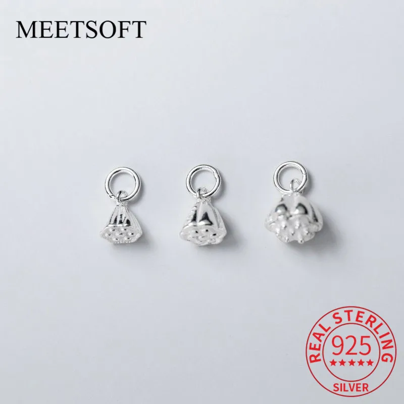 Подвески MEETSOFT из натурального серебра S925 пробы в виде лотоса, минималистичные шармы, специальное предложение «сделай сам», ювелирные изделия ручной работы, аксессуары для браслета