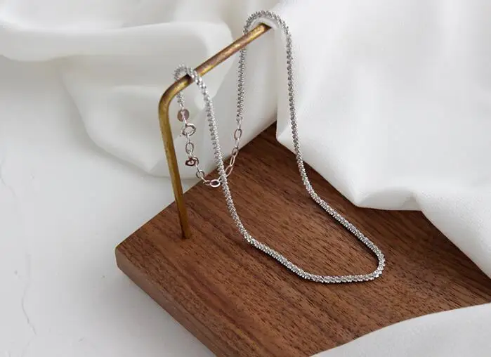 White Necklace 1 шт 2,2 мм настоящий чистый серебряный 925 белый/золотой звездное небо Chian Браслет хорошее ювелирное изделие 15,5 см+ 3 см TLS200 - Цвет камня: White Necklace