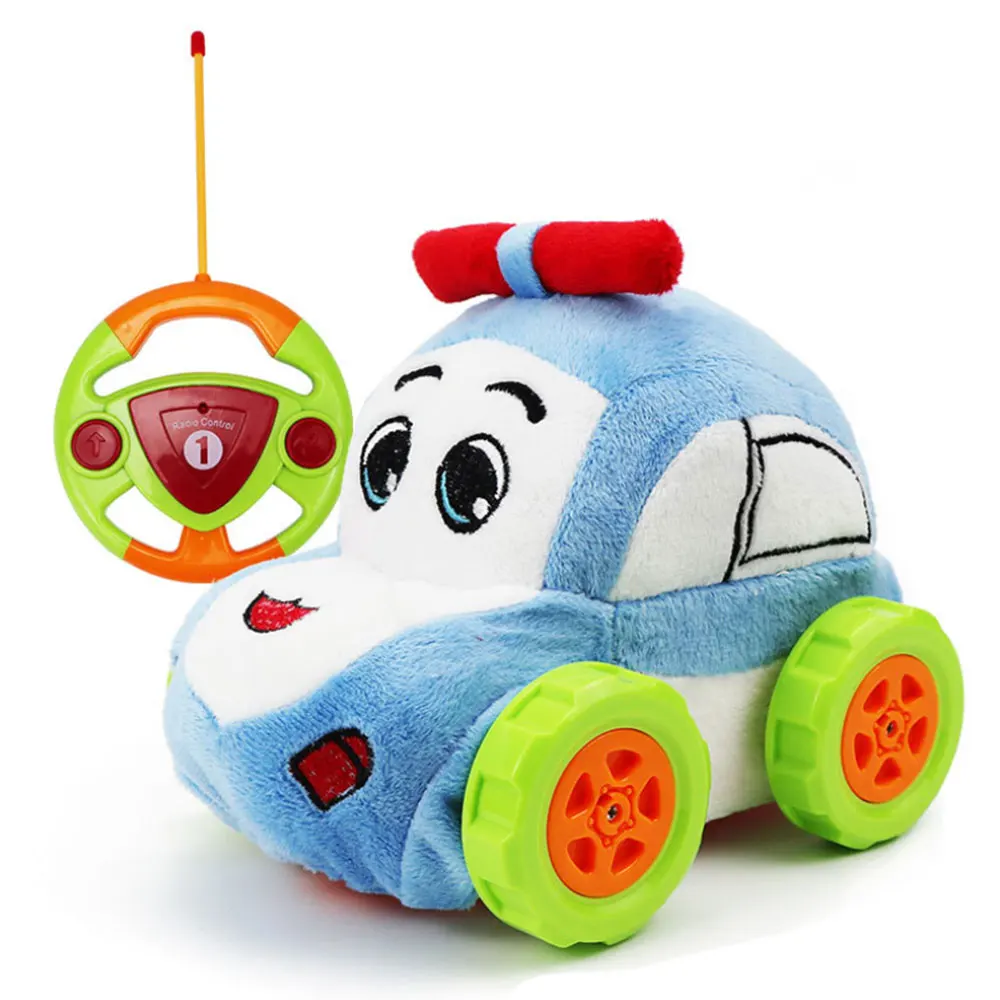 1 шт. детский пульт дистанционного управления трюк плюшевые игрушечные автомобили внедорожник Анти-столкновения ударопрочный моющийся Радиоуправляемый автомобиль для детей - Цвет: blue