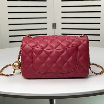 

Luxury Real Leather Women's Handbag Bag Original Quality Lambskin Shoulder Bags With Pendants For Women Classic Cross Body Purse