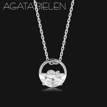 

Genuine 925 Sterling Silver Little whale Shape Pendant Necklace Sparkling Zircon Jewelry Handmade bijoux femme