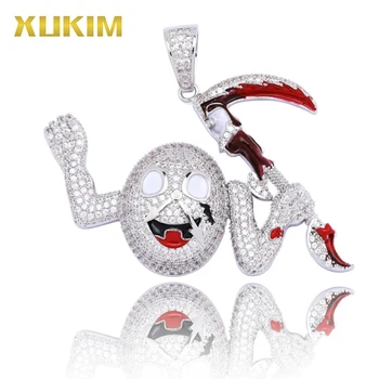 

IPM803 Xukim Jewelry XIV Death Sickle Pendant Necklace Hip Hop Iced Out Gold Pendant Necklace
