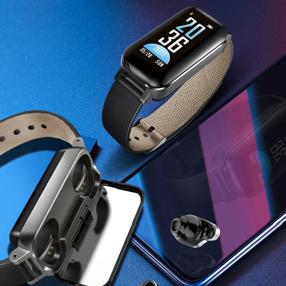 Мужские Смарт-часы T89 с Bluetooth наушником, женские Смарт-часы, IP67 Поддержка Siri BT вызова, фитнес-браслет, смарт-браслет