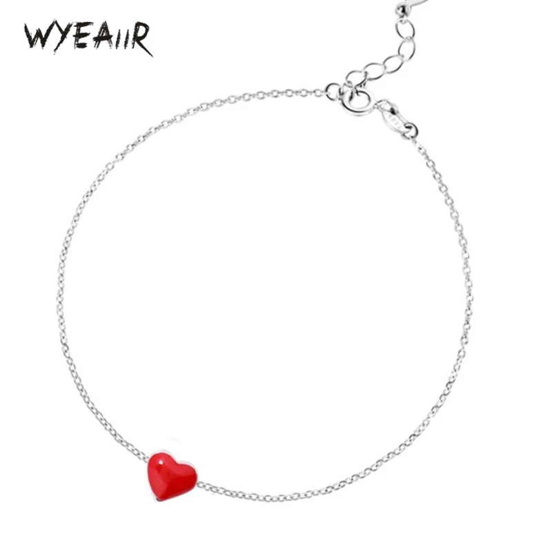 WYEAIIR Valentine's Day Gifts Romance Sweet Hearts Cute Simple Fresh Silver Color Female Resizable Bracelets | Украшения и