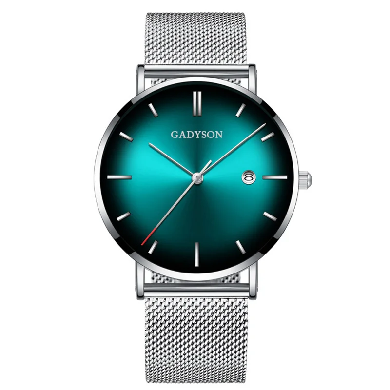 Мужские наручные часы, мужские часы от известного люксового бренда, мужские часы из стали, деловые классические кварцевые часы для мужчин, наручные часы - Цвет: silver green