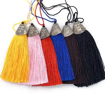

200pcs Metal Fish Mouse Cap Tassel 7cm Cotton Thread Fabric Tassel DIY Jewelry Making Pendant Fringe Trim Craft Sewing Accessory