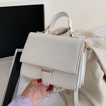 

Crocodile pattern Square Tote bag 2020 New High-quality PU Leather Women's Designer Handbag Vintage Shoulder Messenger Bag
